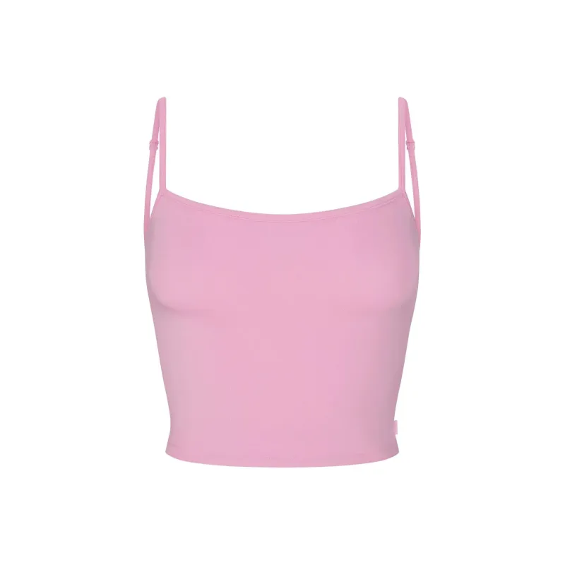 SKIMS SLEEP STRAIGHT NECK CROPPED CAMI Tank Tops Women's Bubble Gum/Bubble Gum-0