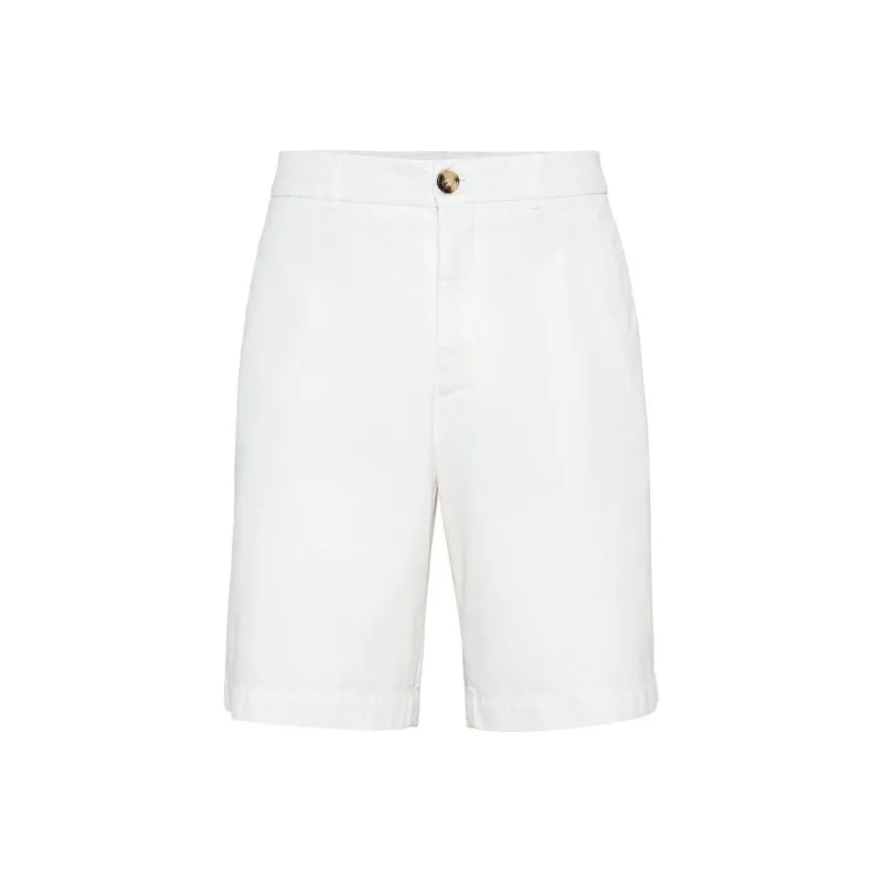 Brunello Cucinelli Garment Dyed Gabardine Bermuda Shorts-0