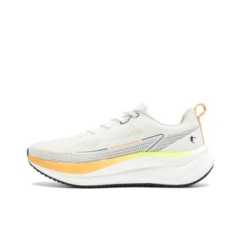 QIAODAN Cushioning, Breathable, Lightweight Low Top Casual Running Shoes Men's White Orange