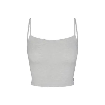 SKIMS SLEEP STRAIGHT NECK CROPPED CAMI Tank Tops Women's Light Heather Grey