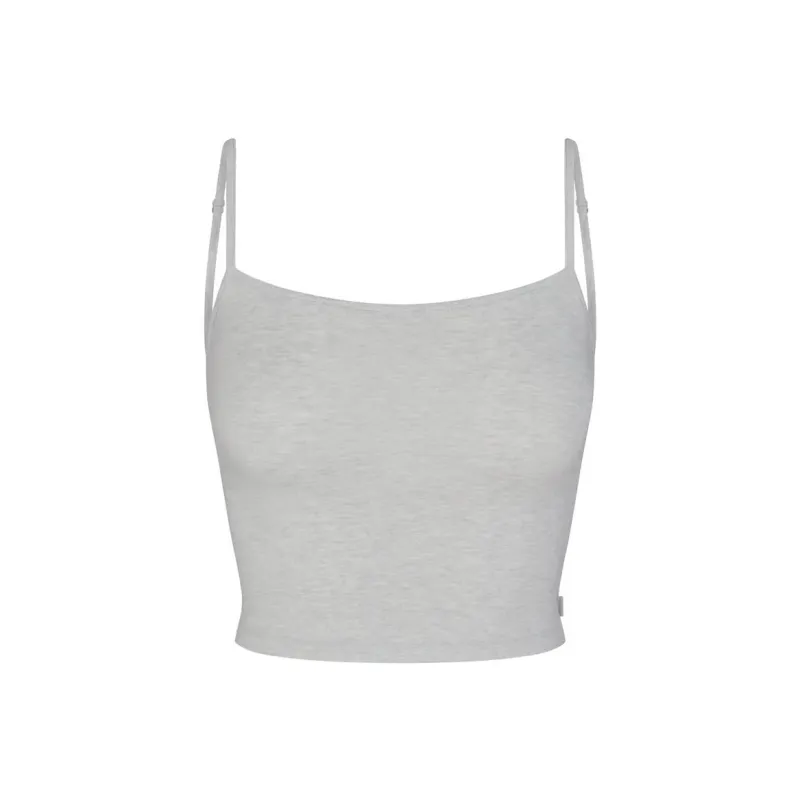 SKIMS SLEEP STRAIGHT NECK CROPPED CAMI Tank Tops Women's Light Heather Grey-0