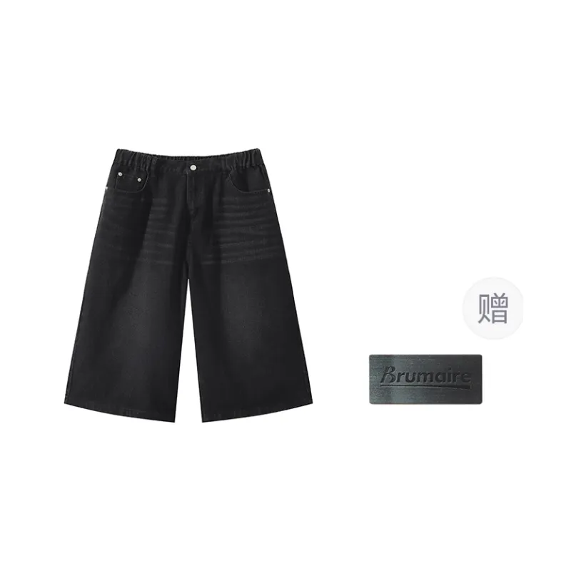 BRUMAIRE Denim Shorts Unisex Vintage Blue Includes Brooch-2