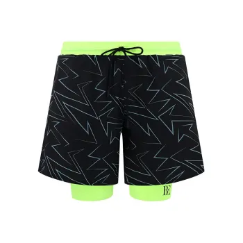 BALNEAIRE Swimming Shorts Men's Trendy And Cool Black/Green