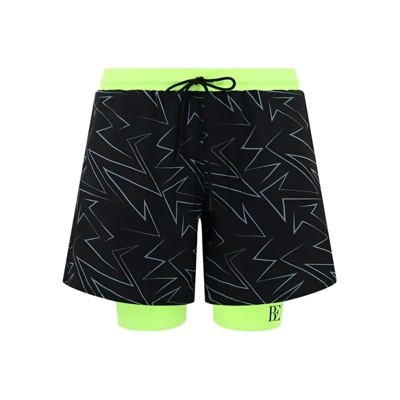 BALNEAIRE Swimming Shorts Men's Trendy And Cool Black/Green-0