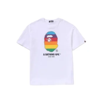 A BATHING APE Women's Crystal Ape Head Oversized Tee White