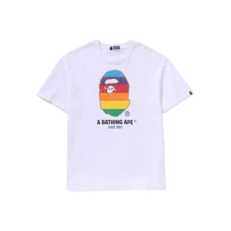 Bape Women's Crystal Ape Head Oversized Tee White-3