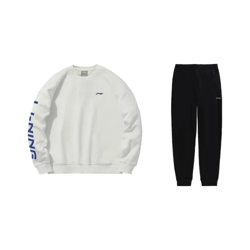 LiNing Table Tennis Series Sweatshirt Set Men's White Blue+Black