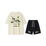 2 Pack[Light Apricot Short-Sleeved+Black Shorts]