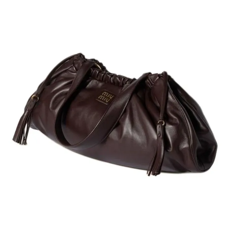 MIU MIU Joie Sheepskin Shoulder Bag Tubas Women's Brown-1