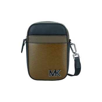 MICHAEL KORS Hudson Cow Leather Cell Phone Pouch Shoulder Bag Crossbody Bag Men's Pure Black