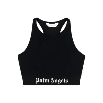 PALM ANGELS Logo Tape Racerback Cropped Top