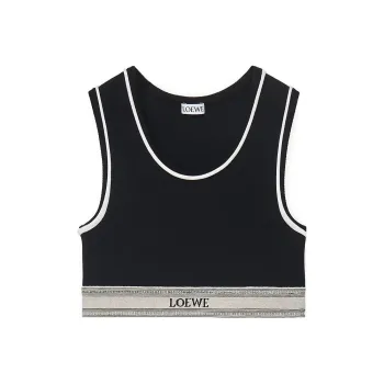 LOEWE Cropped Tank Top In Viscose Black