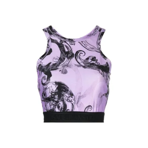 VERSACE JEANS Magazine-Printed Sleeveless Cropped Top
