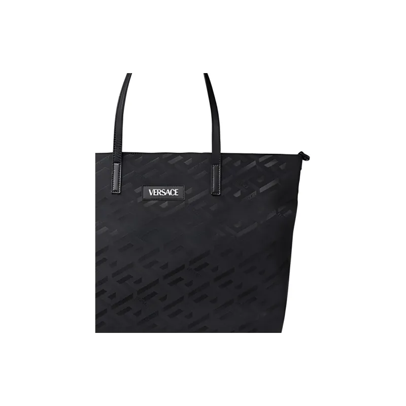 VERSACE Cow Leather Decoration Tote Bag Shopping Bag Storage Bag Shoulder Bag Crossbody Bag Handbag Unisex Black-3