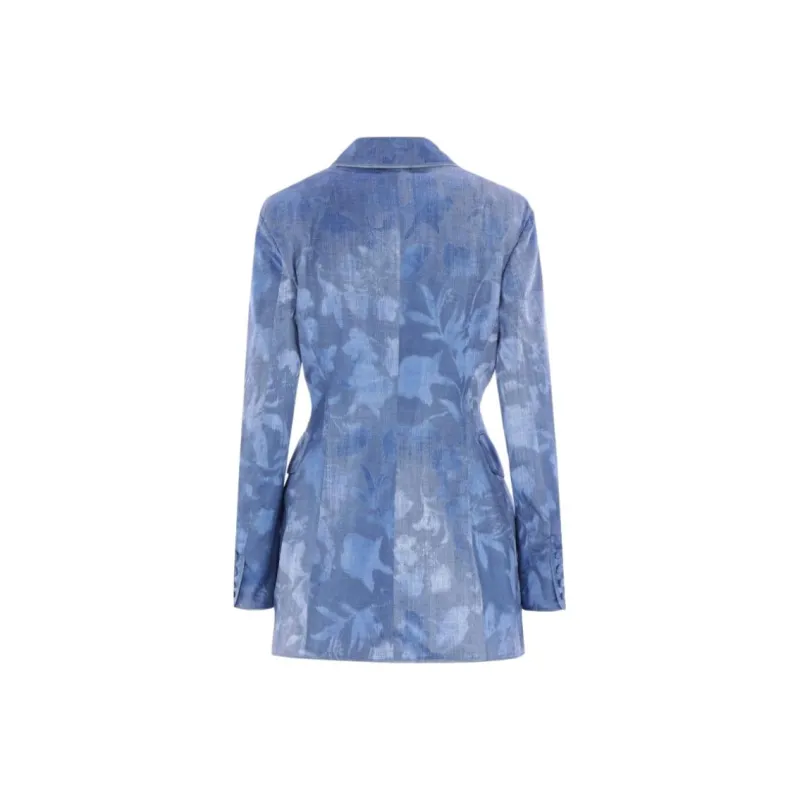 ERMANNO SCERVINO Devoré Rose Denim print Blazer-1