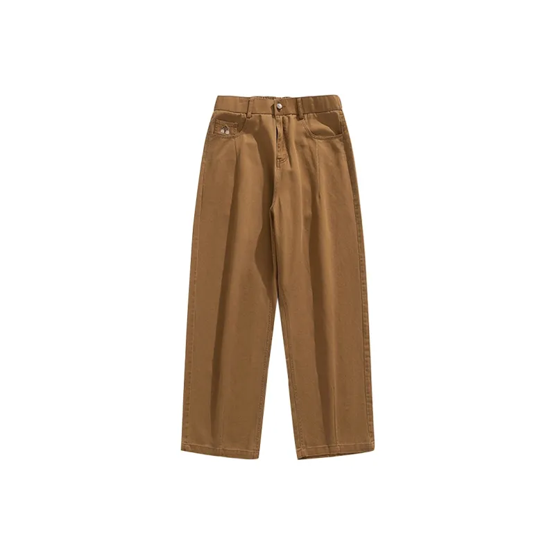 Devanro Casual Pants Men's Unisex Pink-4