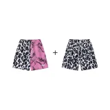 Pink & Black White Leopard Print Shorts