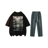 Set (Black Top+Vintage Blue Pants)