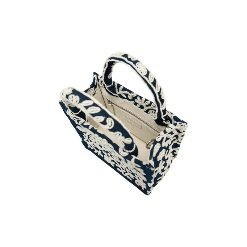 ZARA Cotton Crossbody Handbag Regular Women's Blue-3