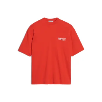 Balenciaga Drop Shoulder Sleeve T Shirt Women's Red Loose Fit Style