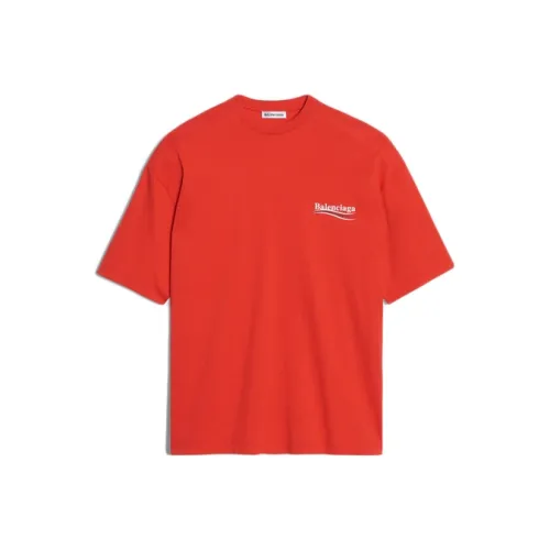 Balenciaga Drop Shoulder Sleeve T Shirt Women's Red Loose Fit Style
