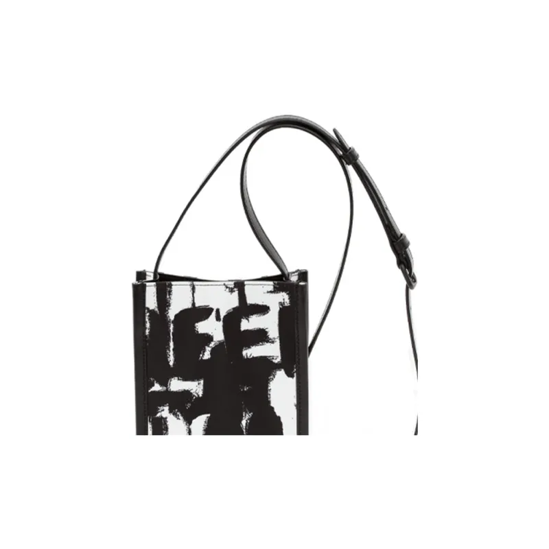 Alexander McQueen Graffiti Polyester Shoulder Bag, Crossbody Bag Mini Men's Black/White-4
