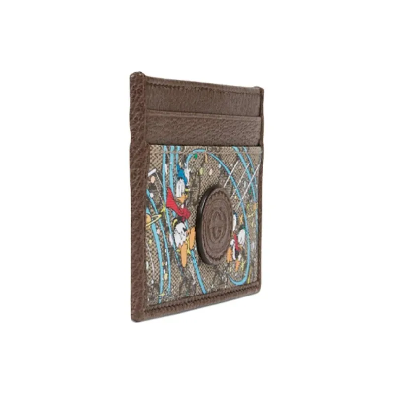 GUCCI Disney Collaboration Leather Logo Canvas With Leather Card Holder Unisex Ebony-2