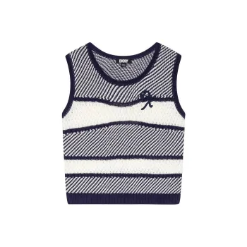 DKNY SS24 Tank Top Women's Blue Stripes Pattern