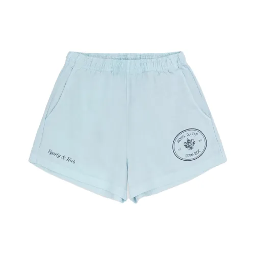 SPORTY & RICH Hotel Du Cap-Eden-Roc SS23 Co-branded Series Casual Shorts Unisex Light Blue