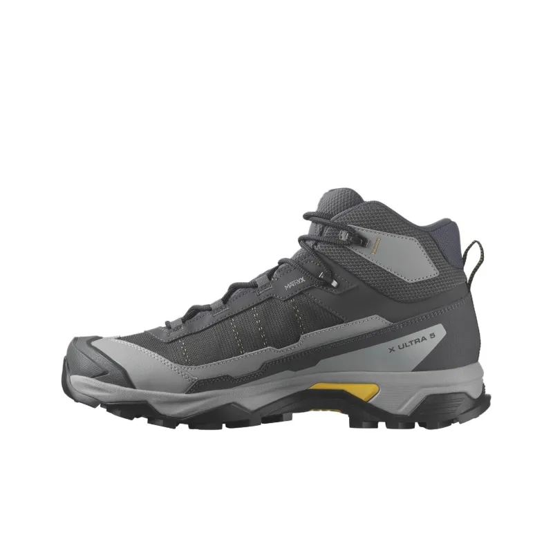 SALOMON X ULTRA 5 Shock Absorbers With Slip Resistant Features Mid Top Hiking Shoes Men's Gray Yellow-1