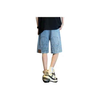 NEAR HERE Denim Shorts Unisex Blue