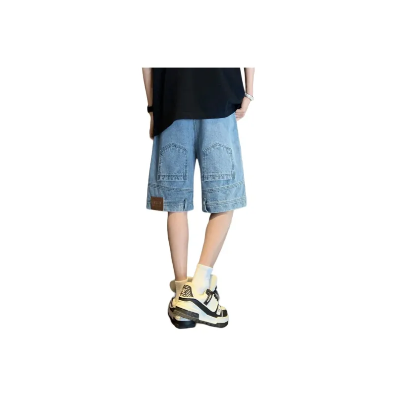 NEAR HERE Denim Shorts Unisex Blue-0