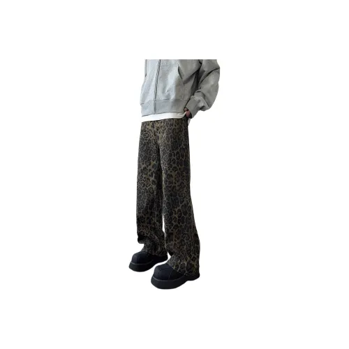 COMOWA Casual Pants Unisex Leopard Print