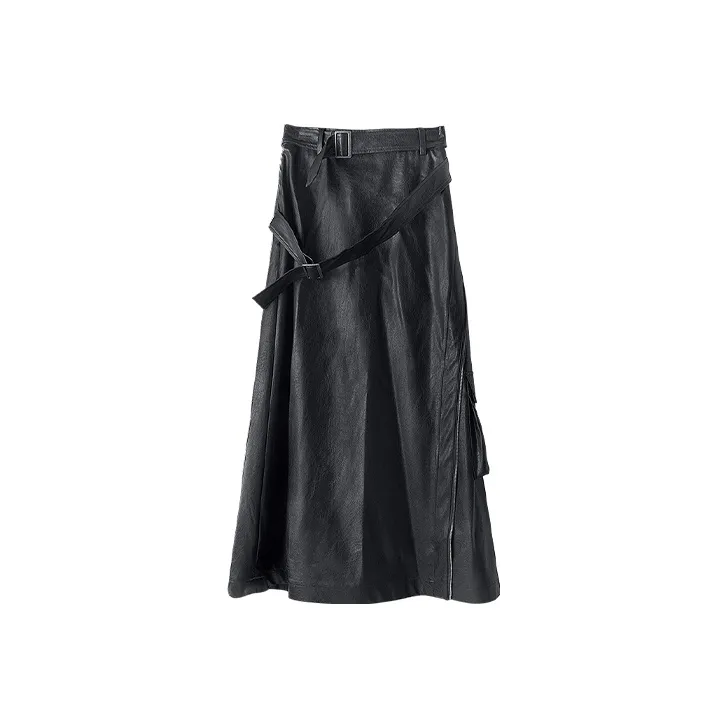 HUANXIANGZHE Skirt Unisex Black-0