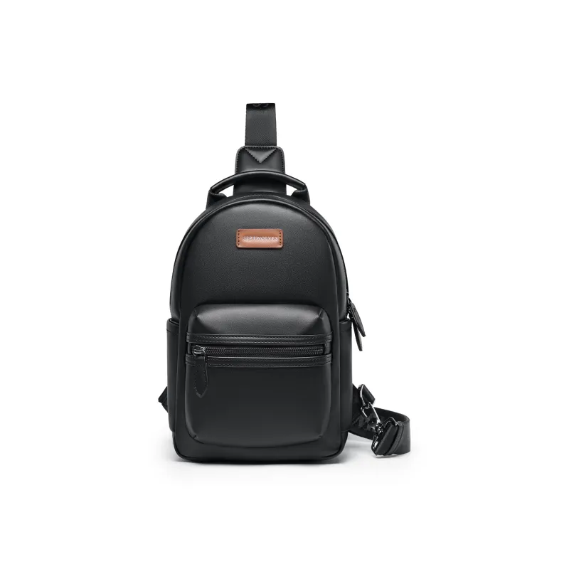 SEPTWOLVES Artificial Leather Multifunction Commuter Bag, Crossbody Bag, Refined Durable QPL Men's Black-1