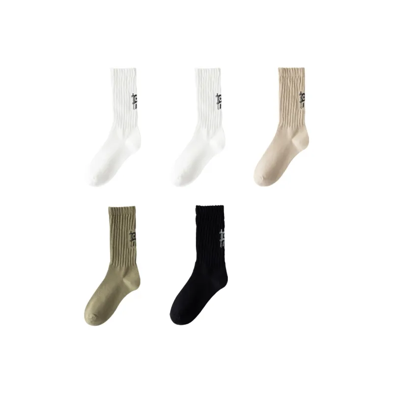 H YXIANG Mid Calf Socks Men's 5 Pack-12