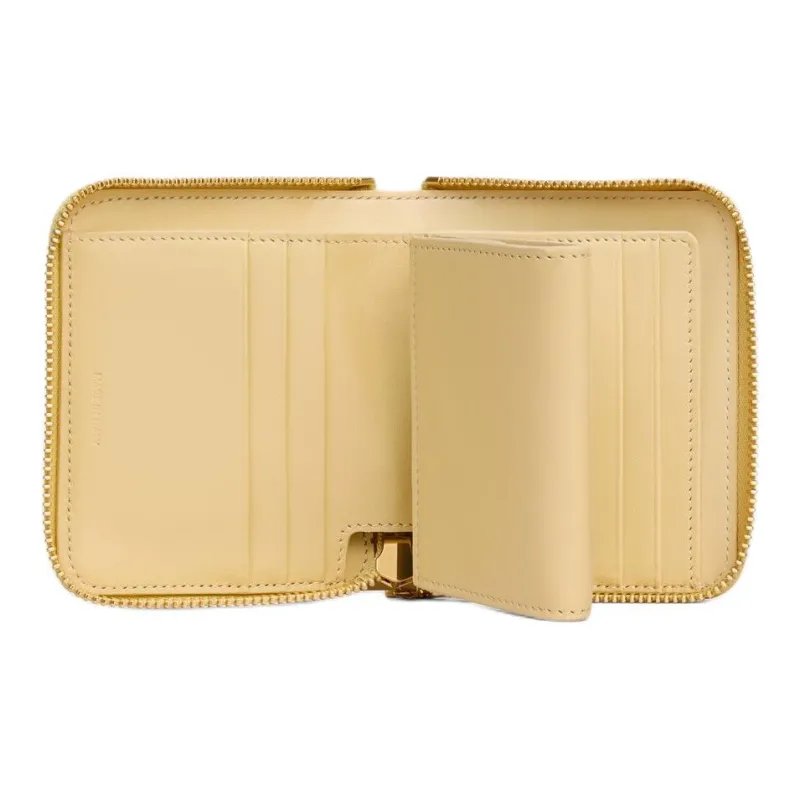 CELINE Grain Calfskin Wallet Small Size Women's Yellow-3