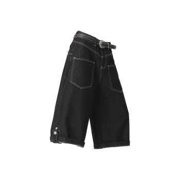 RICE NINE TEN Denim Shorts Unisex Original Denim Black