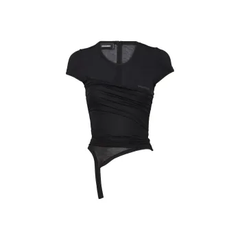 DSQUARED 2 Asymmetric Semi Sheer Short Sleeved T Shirt