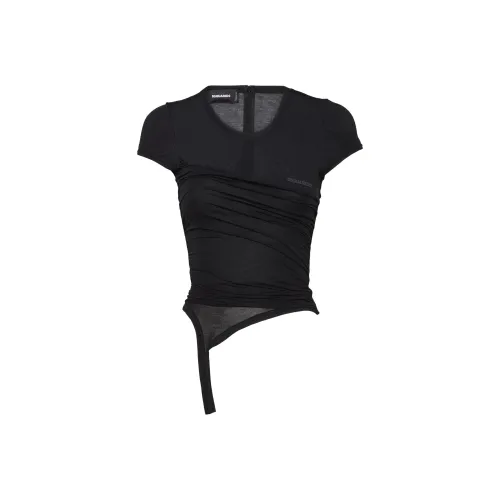 DSQUARED 2 Asymmetric Semi Sheer Short Sleeved T Shirt