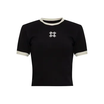 AMIRI Logo Embroidered Cropped T Shirt