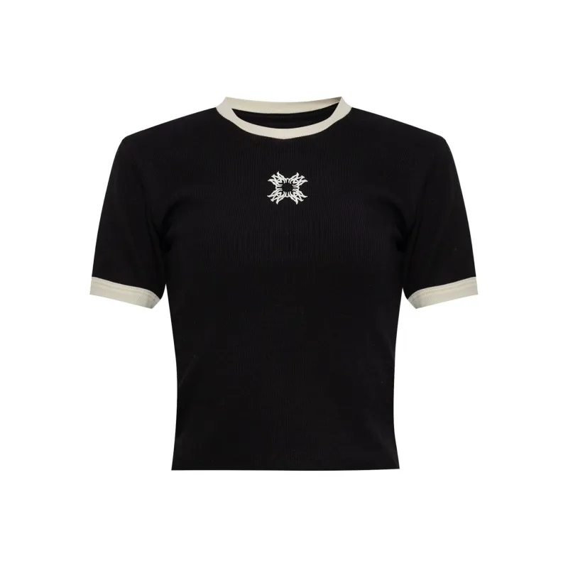 AMIRI Logo Embroidered Cropped T Shirt-0