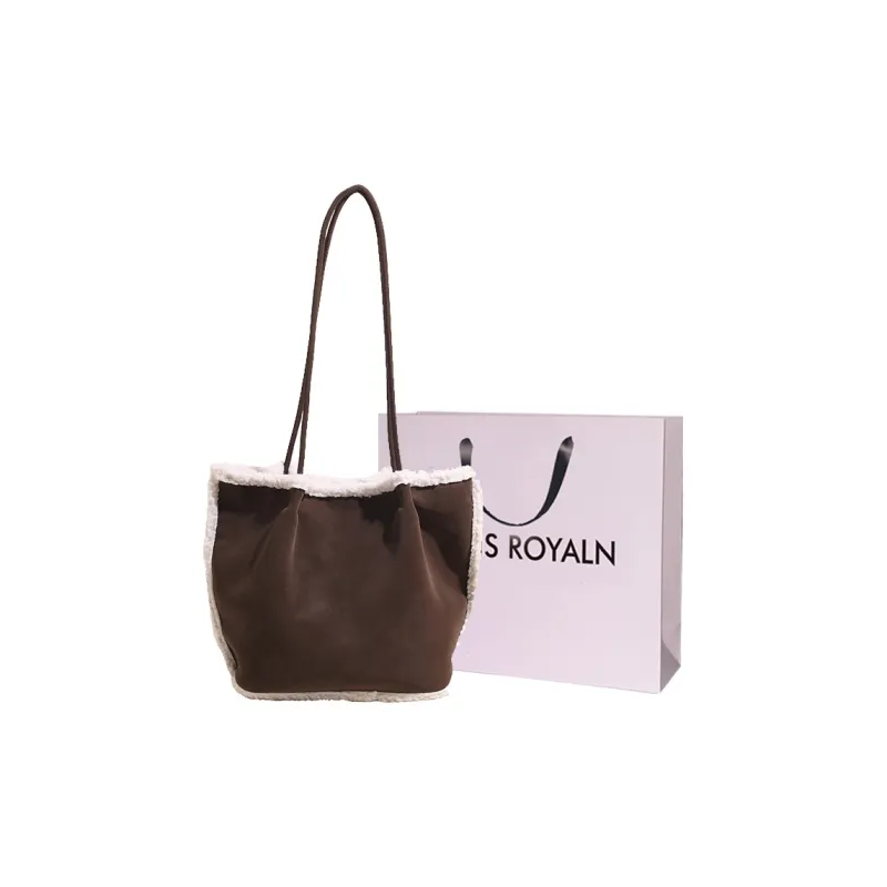 LOUIS ROYALN Suede Shoulder Bag Regular Women's Green/Coffee/Brown-5