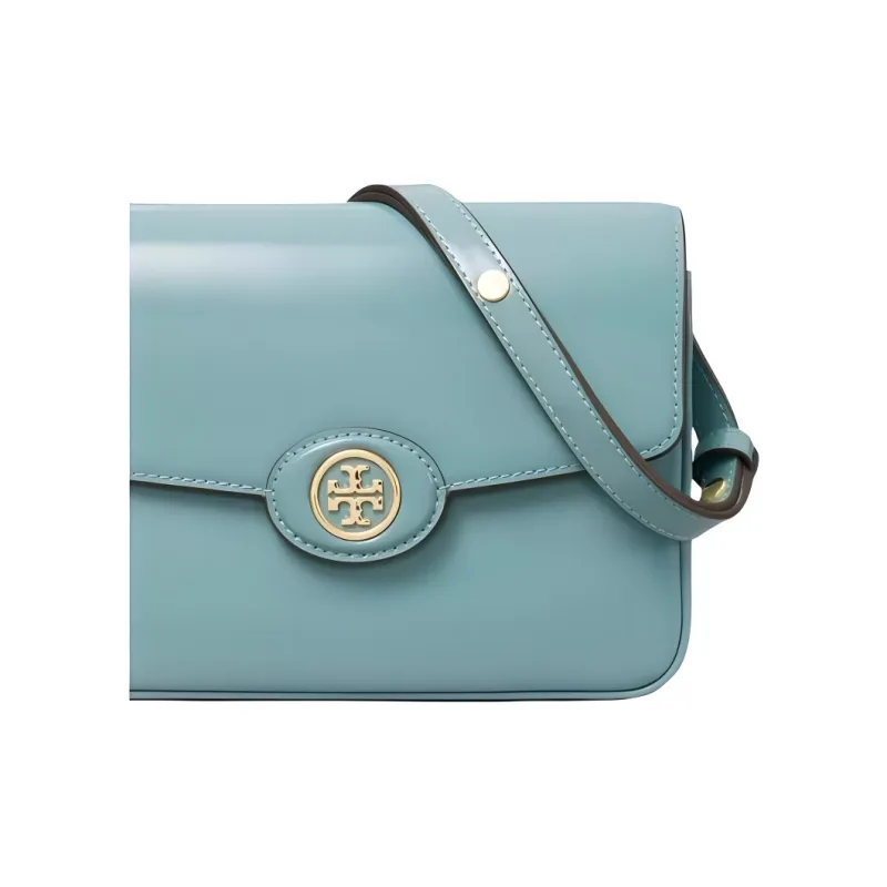TORY BURCH Robinson Cow Leather Tofu Bag Handbag Shoulder Bag Medium Size Women's Deep Turquoise-3