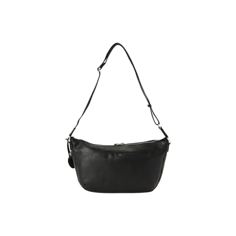 AVIREX Cow Leather Half Moon Hobo Bag, Shoulder Bag, Crossbody Bag Women's Black-2