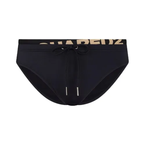 DSQUARED 2 Slanted Logo Swim Brief Swimming Shorts Men's Black