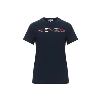 KENZO Letter Logo T Shirts Women's Navy