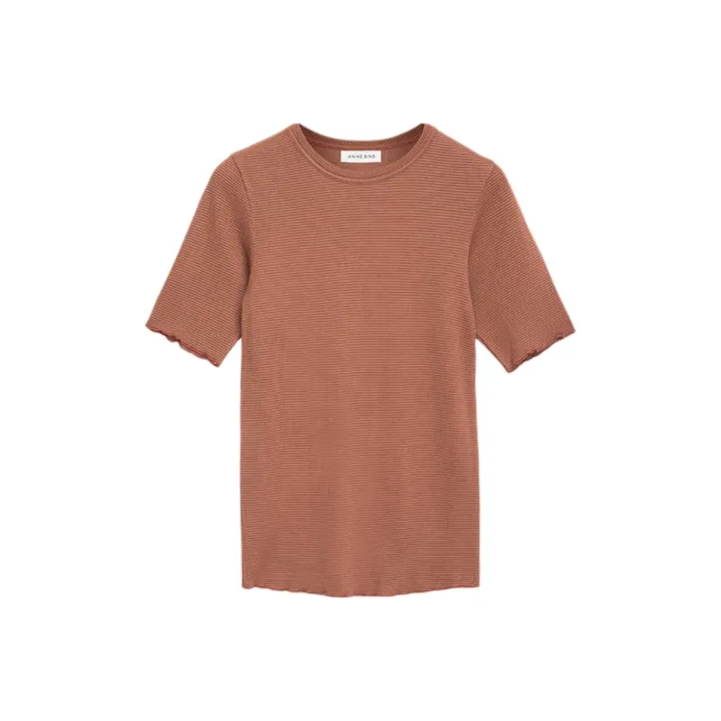 Anine Bing Caitlyn Crepe textured T shirt-0
