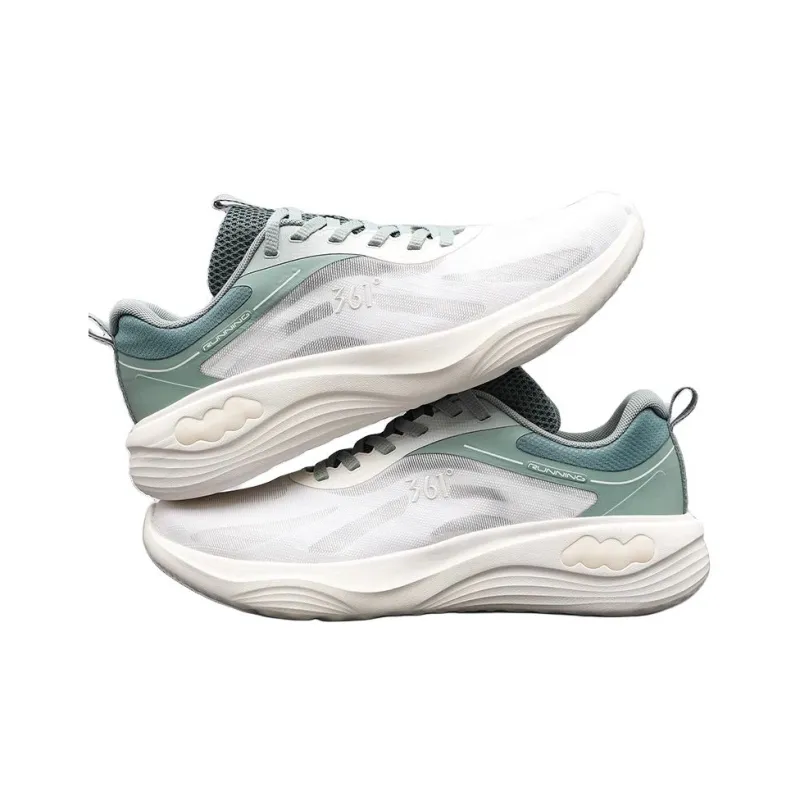 361° Cushioning And Breathable Low Top Training Running Shoes Men's White Green-2
