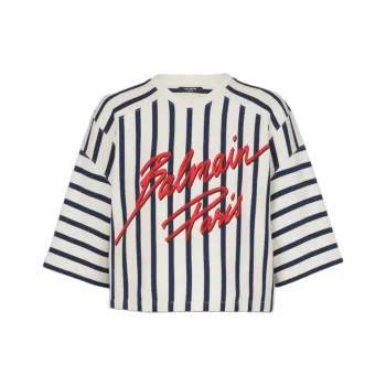 BALMAIN Striped Baseball Top